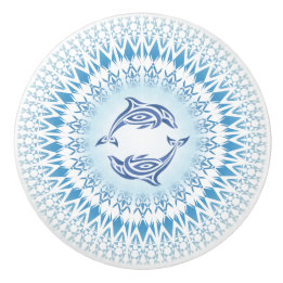 Delphine Mandala Blue White Nautical Keramikknauf