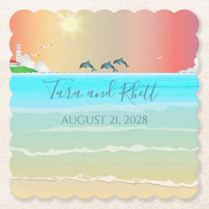 Delphine mit Personalisierter Strandküste Untersetzer