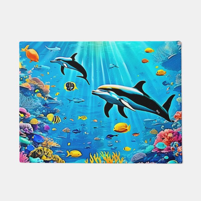 Delphine & Reef: Unterwasserfreude Fußmatte (Vorderseite)