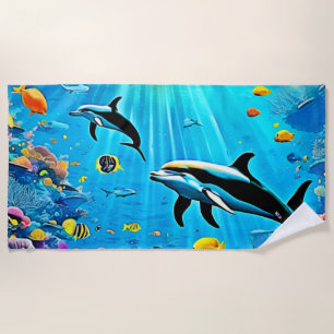 Delphine & Reef: Unterwasserfreude Strandtuch