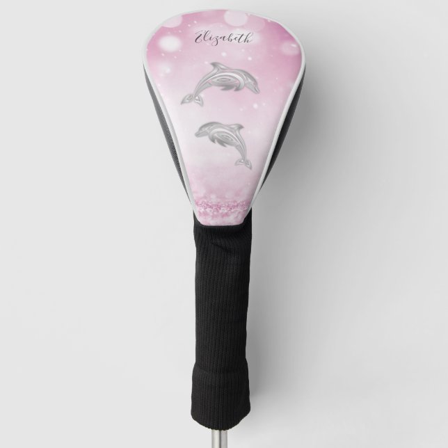 Delphine Rosa Glitzer Girly Monogram Golf Headcover (Vorderseite)