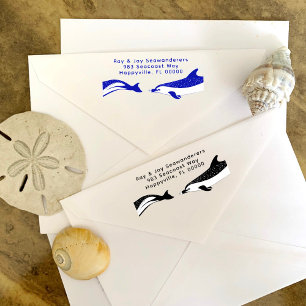 Delphine Rücksendeadresse Holzfarben Briefmarke Gummistempel