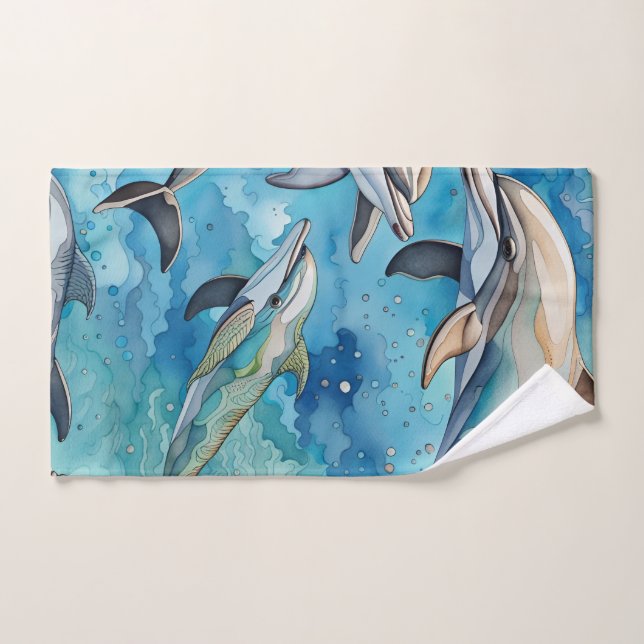 Delphine schwimmen im Meer Badhandtuch Set (Handtuch)