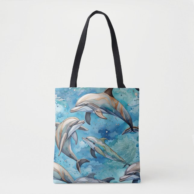 Delphine schwimmen im Meer Tasche (Vorderseite)