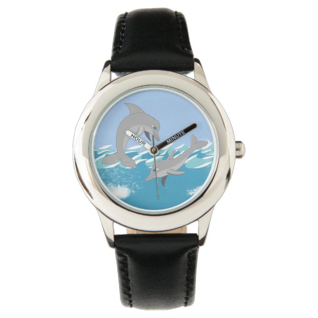 Delphine Schwimmen im Ozean Armbanduhr (Vorderseite)