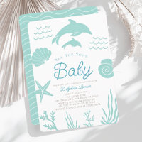 Delphine & Seashell Sea Sie bald Blue Baby Dusche