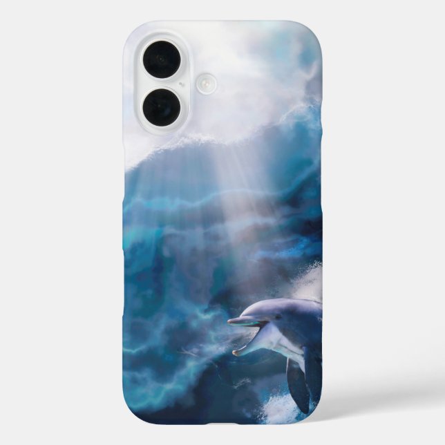 Delphine spielen nur für die THRILL iPhone 16 Hülle (Rückseite)