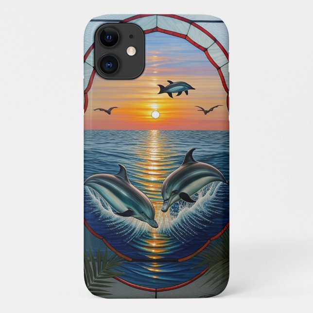 Delphine springen bei Sonnenuntergang im Ozean Case-Mate iPhone Hülle (Rückseite)