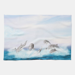 Delphine springen geschirrtuch