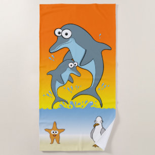 Delphine Starfish and Seagull Ocean Strandtuch