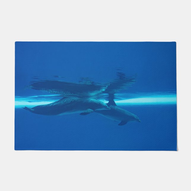 Delphine und Reflexion, blaue Ozeane Fußmatte (Vorderseite)