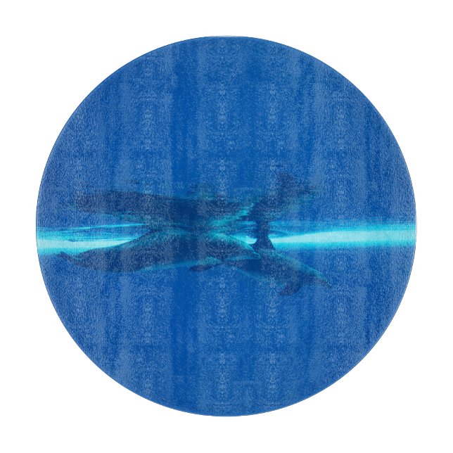 Delphine und Reflexion, blaue Ozeane Schneidebrett (Vorderseite)