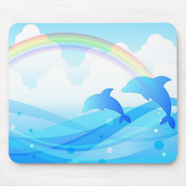 Delphine und Regenbogen Mousepad (Vorne)