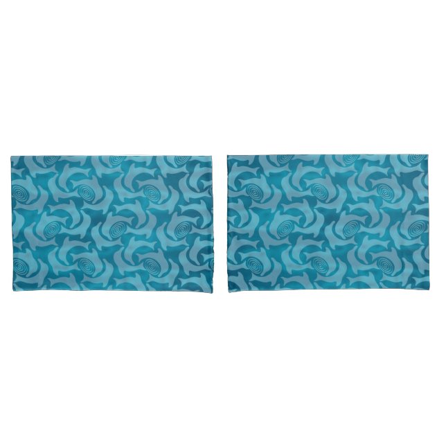Delphine und Rippel Türkis Blaue Pillowcases Kissenbezug (Vorderseite-Set)