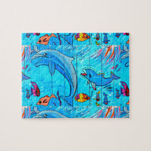 Delphine und tropische Fischpuzzle