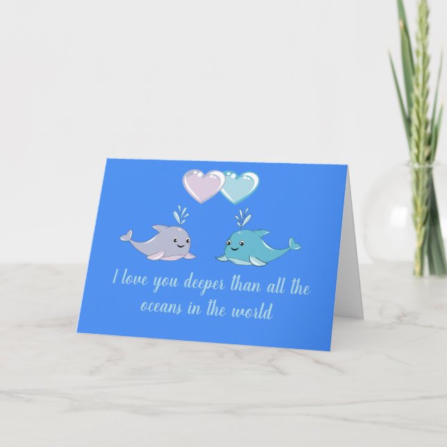 Delphine Valentine Niedlich geflochtene Grußkarte Karte (Vorderseite)