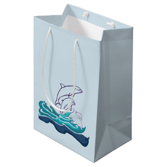 Delphine Zeichnend Geschenktasche Mittlere Geschenktüte (Vorderseite Schrägansicht)