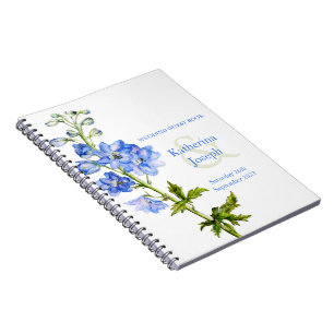 Delphinium Aquarellblau Hochzeitsbuch Notizblock