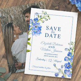 Delphinium bemalte Blaue Blume Foto Hochzeit Save The Date