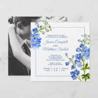 Delphinium Blume Blauen Wasserfarben Hochzeit