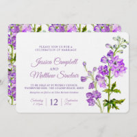 Delphinium Blume lila Aquarellkunst Hochzeit