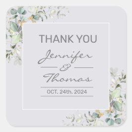 Delphinium Color & Green Blätter Square Sticker