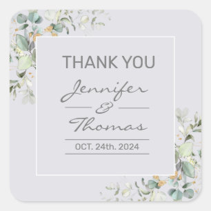 Delphinium Color & Green Blätter Square Sticker