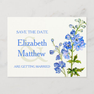 Delphinium lackiert blaue Blume Save the Date Kart Ankündigungspostkarte