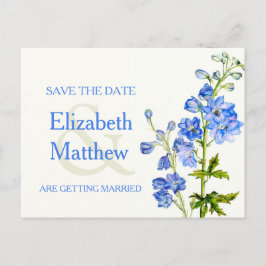 Delphinium lackiert blaue Blume Save the Date Kart Ankündigungspostkarte