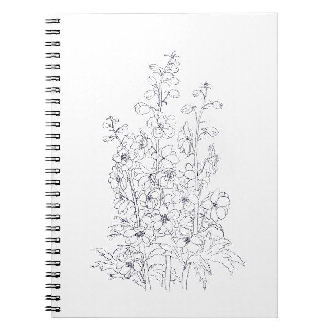 Delphinium-Larkspur-Blume zeichnend Notizblock (Vorderseite)
