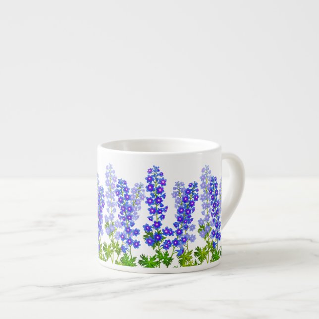 Delphinium Larkspur Blumen-Gartenespresso-Tasse Espressotasse (Vorderseite Rechts)