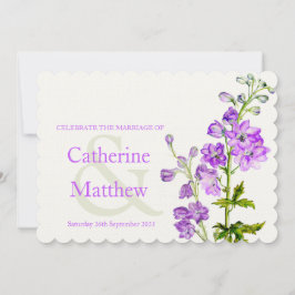 Delphinium lila Wasserfarbenhochzeit laden Einladung