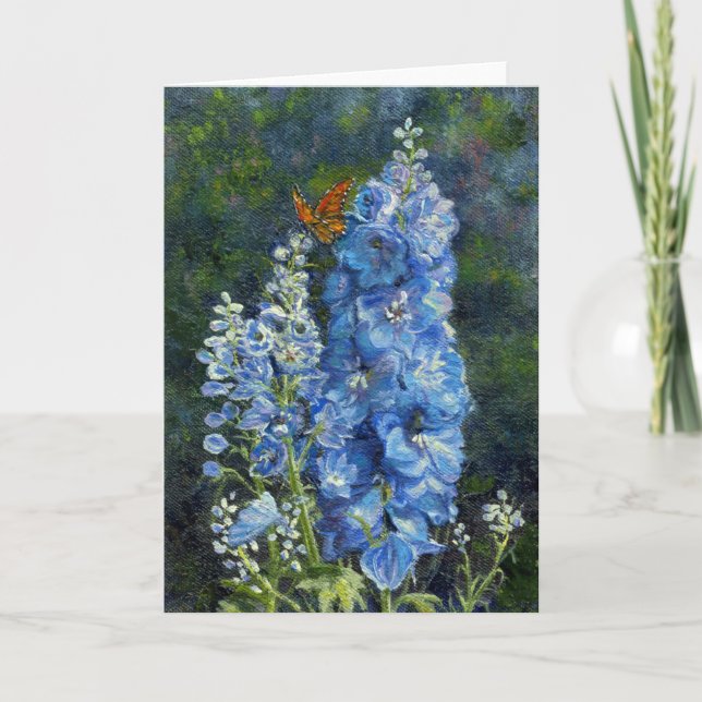 "Delphiniums-" leere Anmerkungs-Karte Karte (Vorderseite)