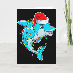 Delphinliebhaber-Weihnachten - Delphin mit Santa-M Karte