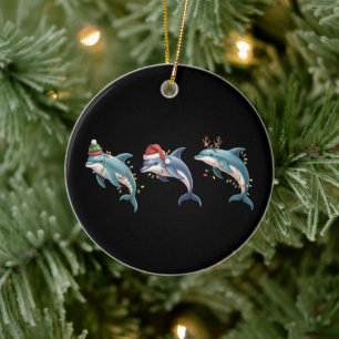 Delphinliebhaber Weihnachten Santa Hut Xmas Keramik Ornament