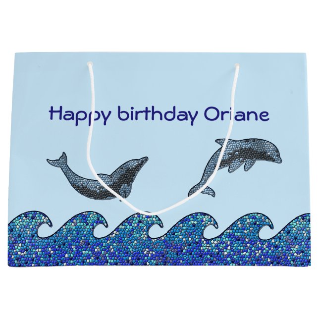 Delphinmosaik Große Geschenktüte (Vorderseite)