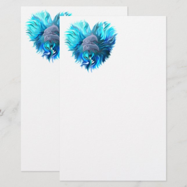 Delphinpaare Briefpapier (Vorne/Hinten)