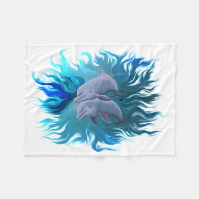 Delphinpaare Fleecedecke (Vorderseite (Horizontal))