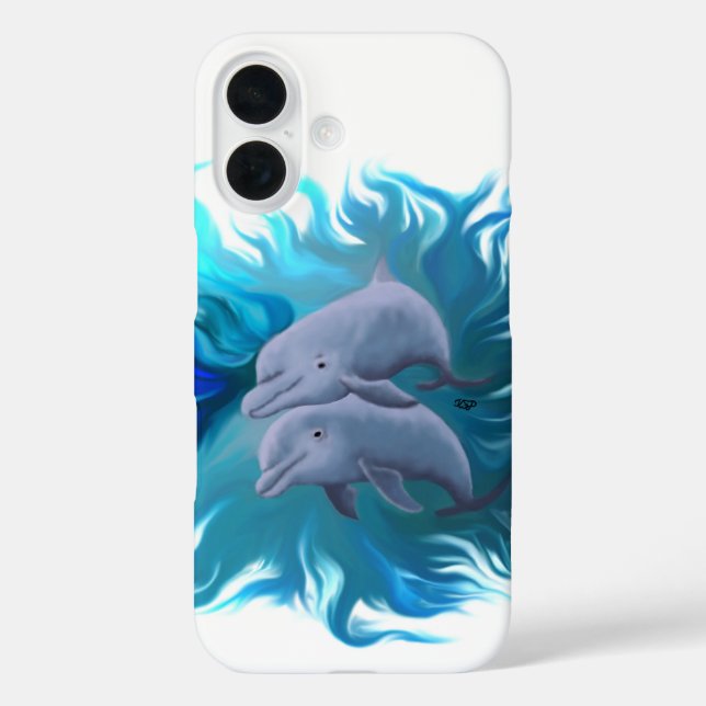 Delphinpaare iPhone 16 Hülle (Rückseite)