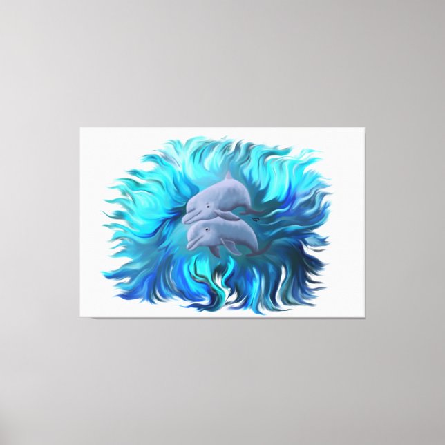 Delphinpaare Leinwanddruck (Vorderseite)