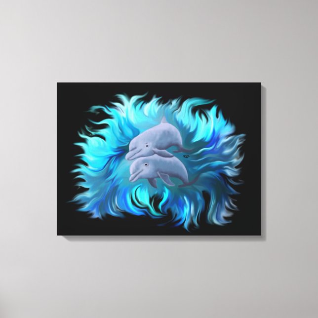 Delphinpaare Leinwanddruck (Vorderseite)