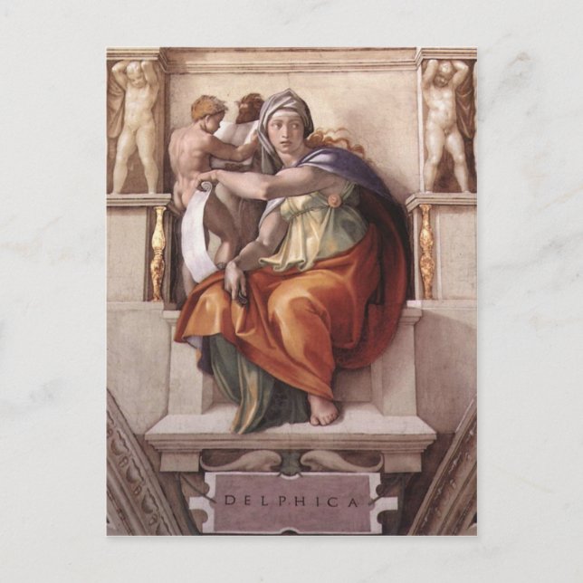 Delphische Sibyl - Fresco Sixine Kapelle Postkarte (Vorderseite)