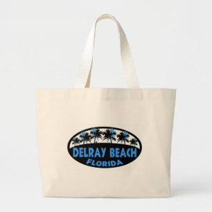Delray Beach Florida blaue schwarze Palmen Jumbo Stoffbeutel