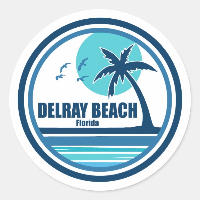 Delray Beach Florida Palm Tree Birds Runder Aufkleber (Vorderseite)