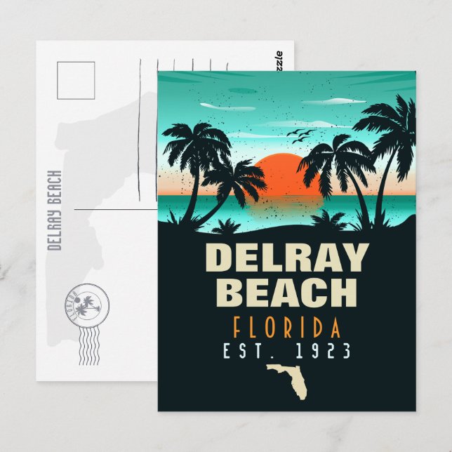 Delray Beach Florida Retro Sunset Souvenirs 60er Postkarte (Vorne/Hinten)