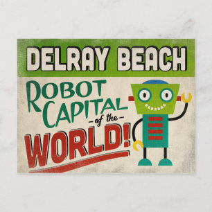 Delray Beach Florida Roboter - Lustiges Vintage Postkarte