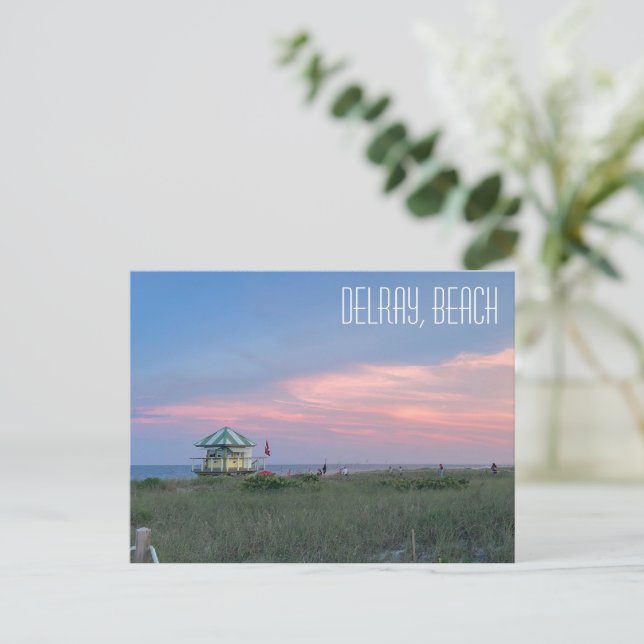 Delray Beach Florida, Strand bei Sonnenuntergang P Postkarte (Stehend Vorderseite)