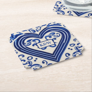 'Delsoftware' Dutch Look Painted Heart - Monogramm Untersetzer