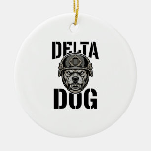 Delta Dog Bulldog Helm Vintage Gravur Design_ Keramik Ornament