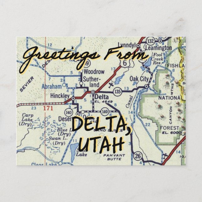 Delta Utah Vintage Karte (Vorderseite)